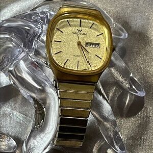 Waltham Men's Gold-Tone Day-Date Quartz Watch